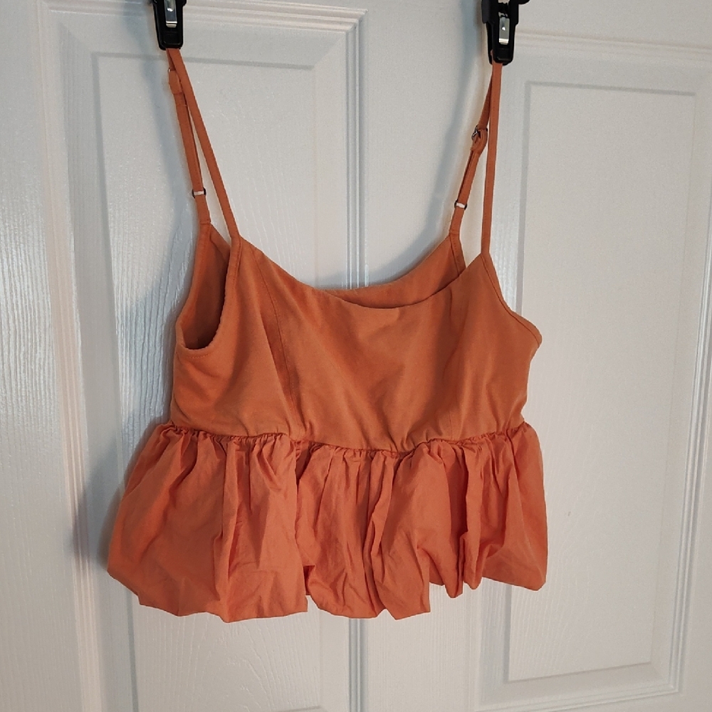 Maeve Orange Ruffled Camisole Top